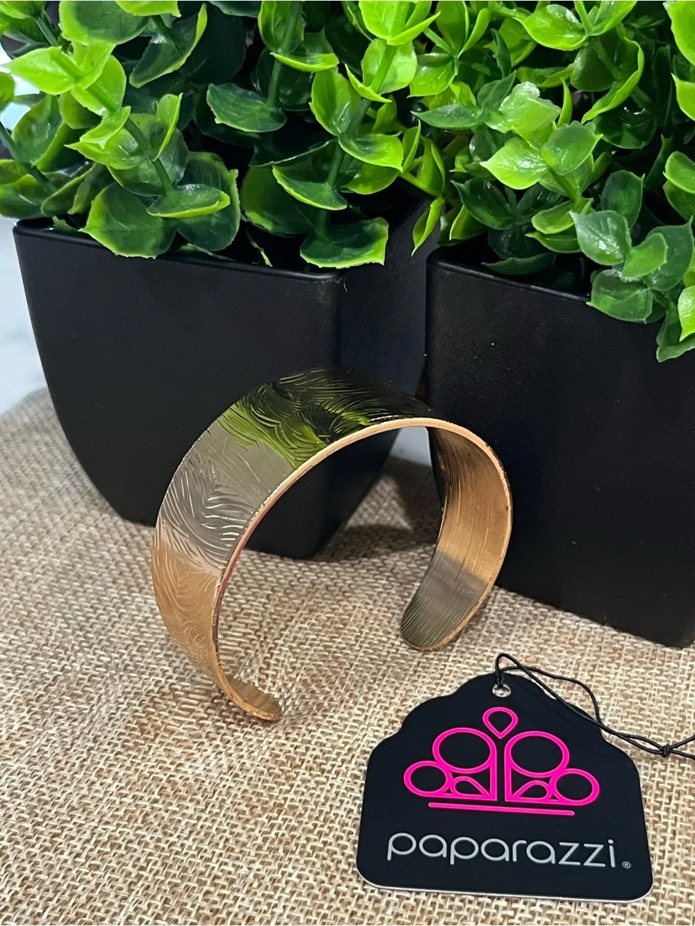paparazzi Gold Textured Open Cuff Bracelet